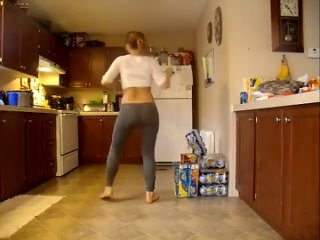 dancing in leggings at home on camera